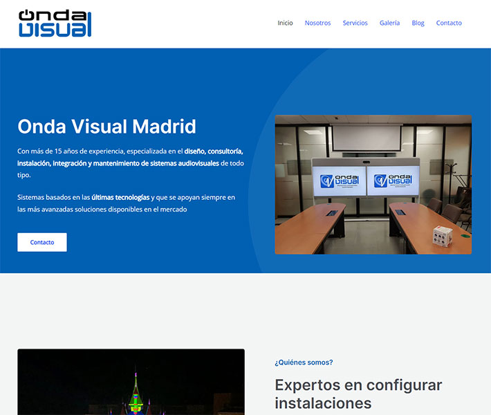 captura de pantalla nueva web de Onda Visual Madrid